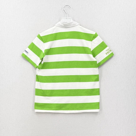 BARBARIAN RUGBY WEAR Womens Polo Shirt Medium Green White Stripe Patron Bee NEW - Picture 2 of 14